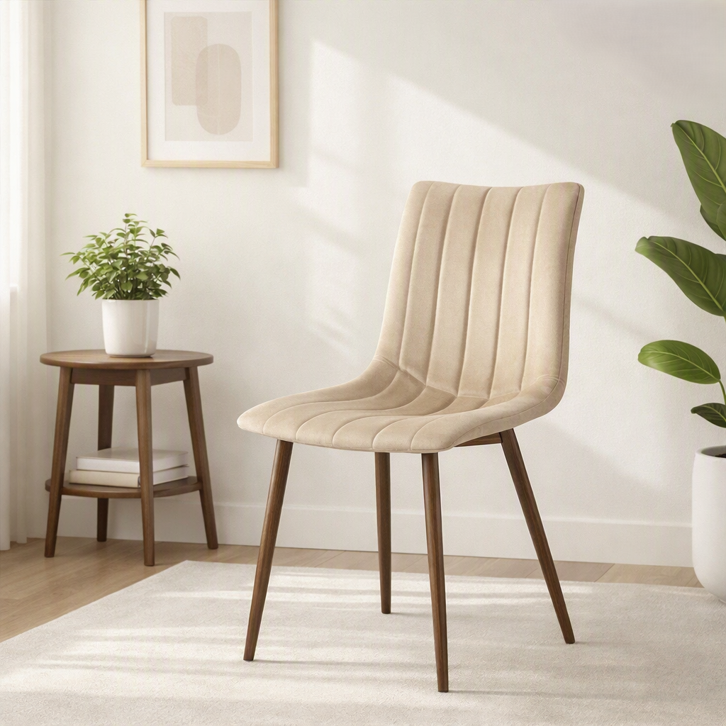 Silla de Comedor Positano, Café Claro, con Espaldar y Diseño Moderno