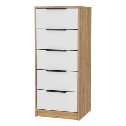 Comoda Cinco Cajones, FM Furniture 002C, Cafe Claro Y Blanco