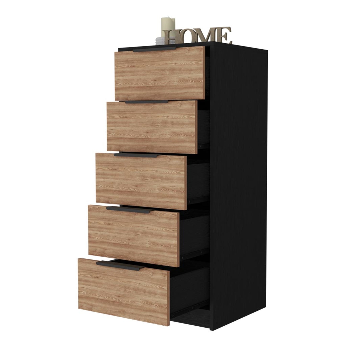Comoda Cinco Cajones, FM Furniture 002N, Negro