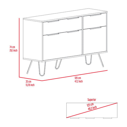 Comoda Cuatro Cajones, FM Furniture 006C, Cafe Claro