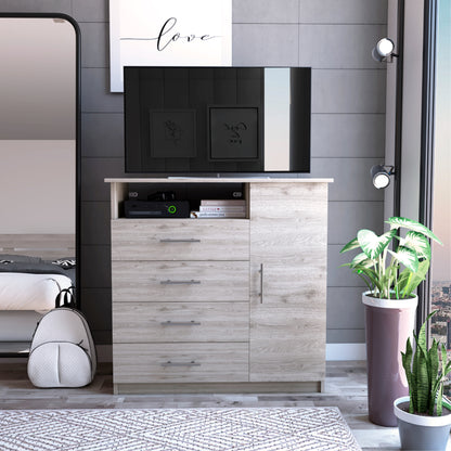 Comoda Tv40" Cuatro Cajones Una Puerta, FM Furniture 011C, Cafe Claro