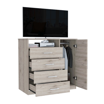 Comoda Tv40" Cuatro Cajones Una Puerta, FM Furniture 011C, Cafe Claro