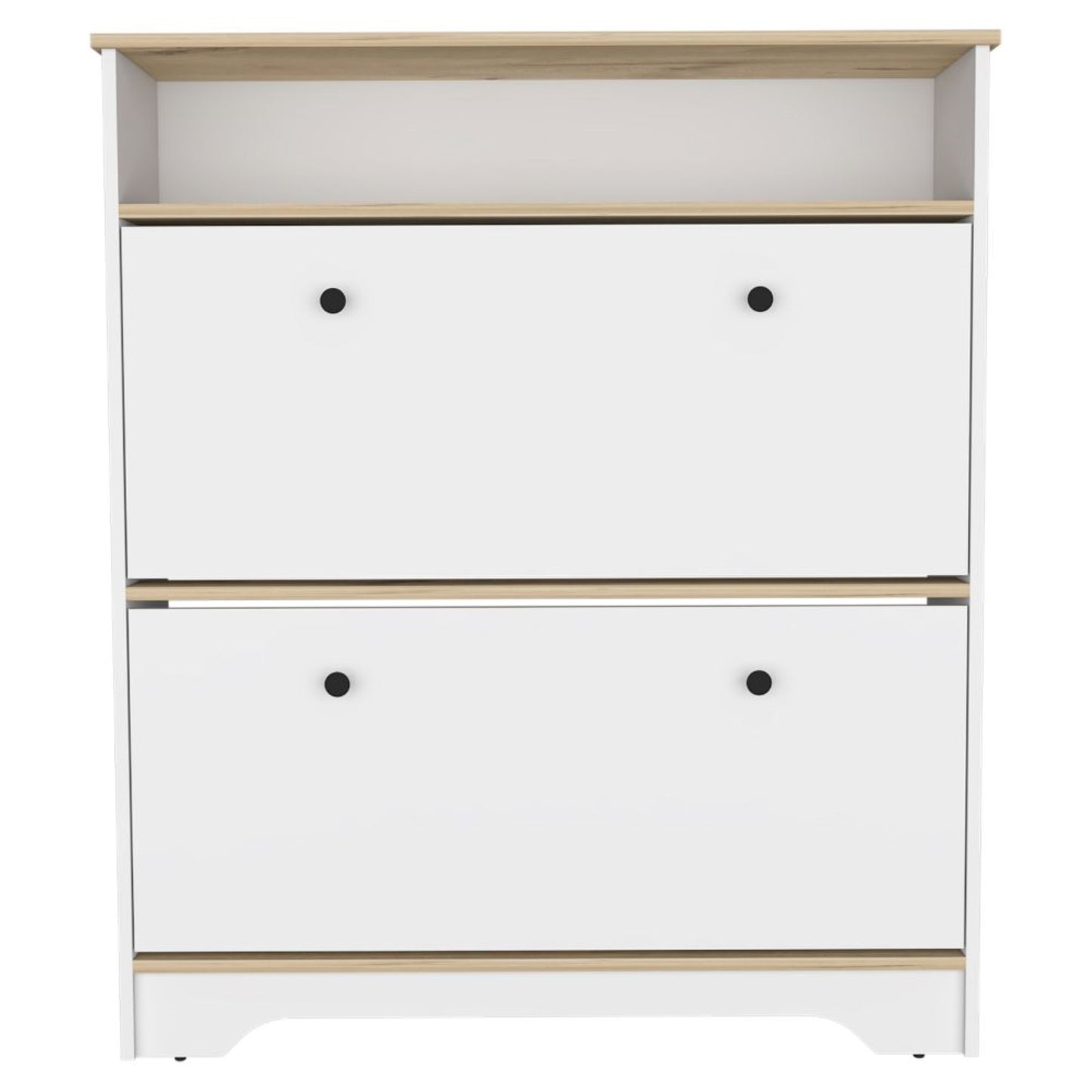 Comoda Zapatero Dos Puertas, FM Furniture 017B, Blanco Y Cafe Claro