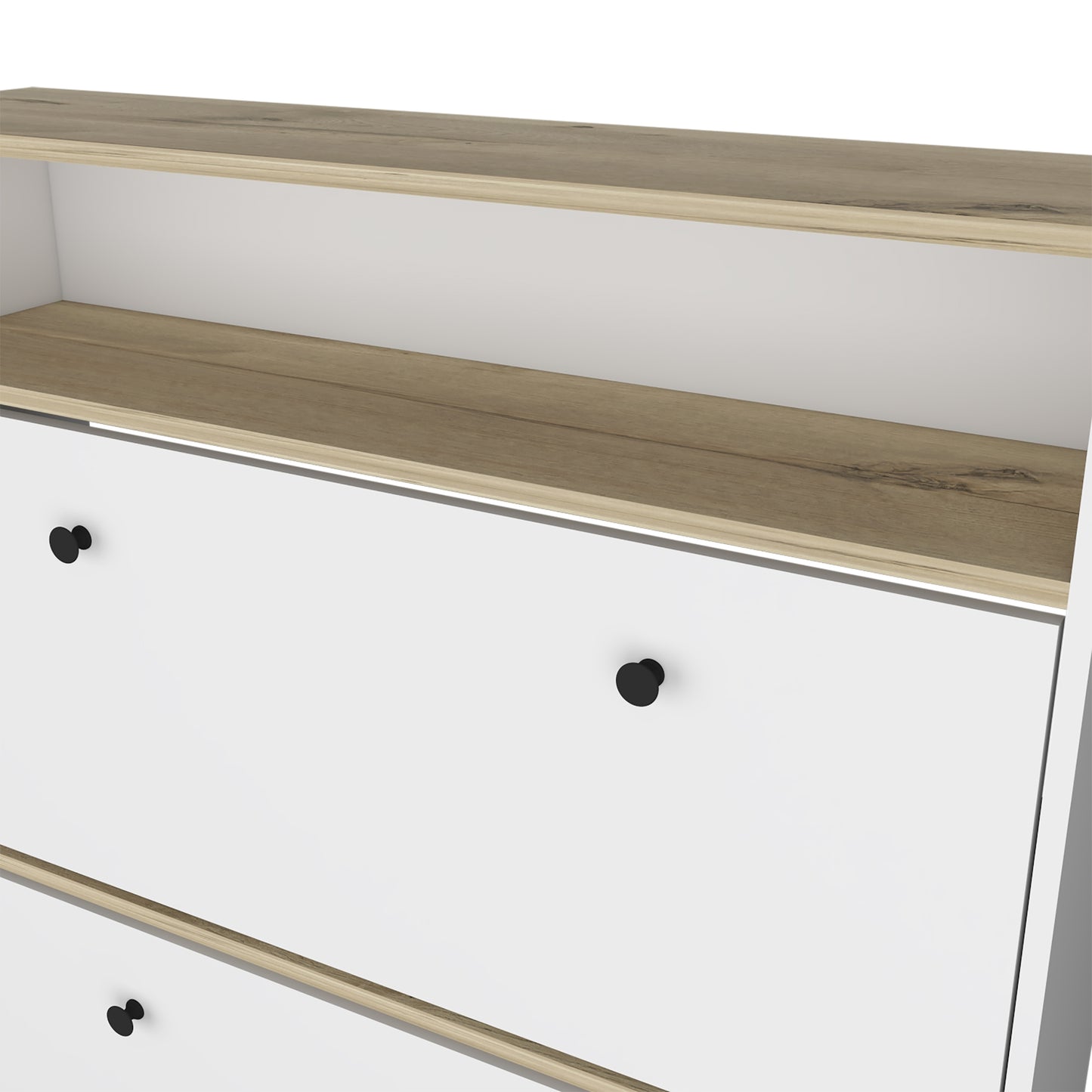 Comoda Zapatero Dos Puertas, FM Furniture 017B, Blanco Y Cafe Claro