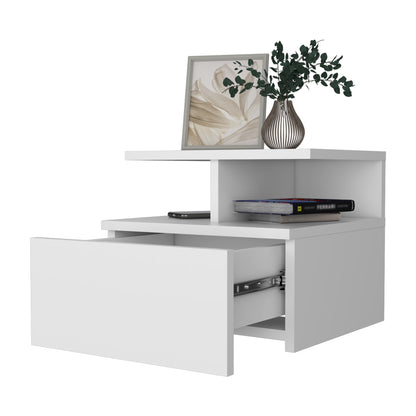 Velador Flotante Un Cajón, FM Furniture 007B, Blanco