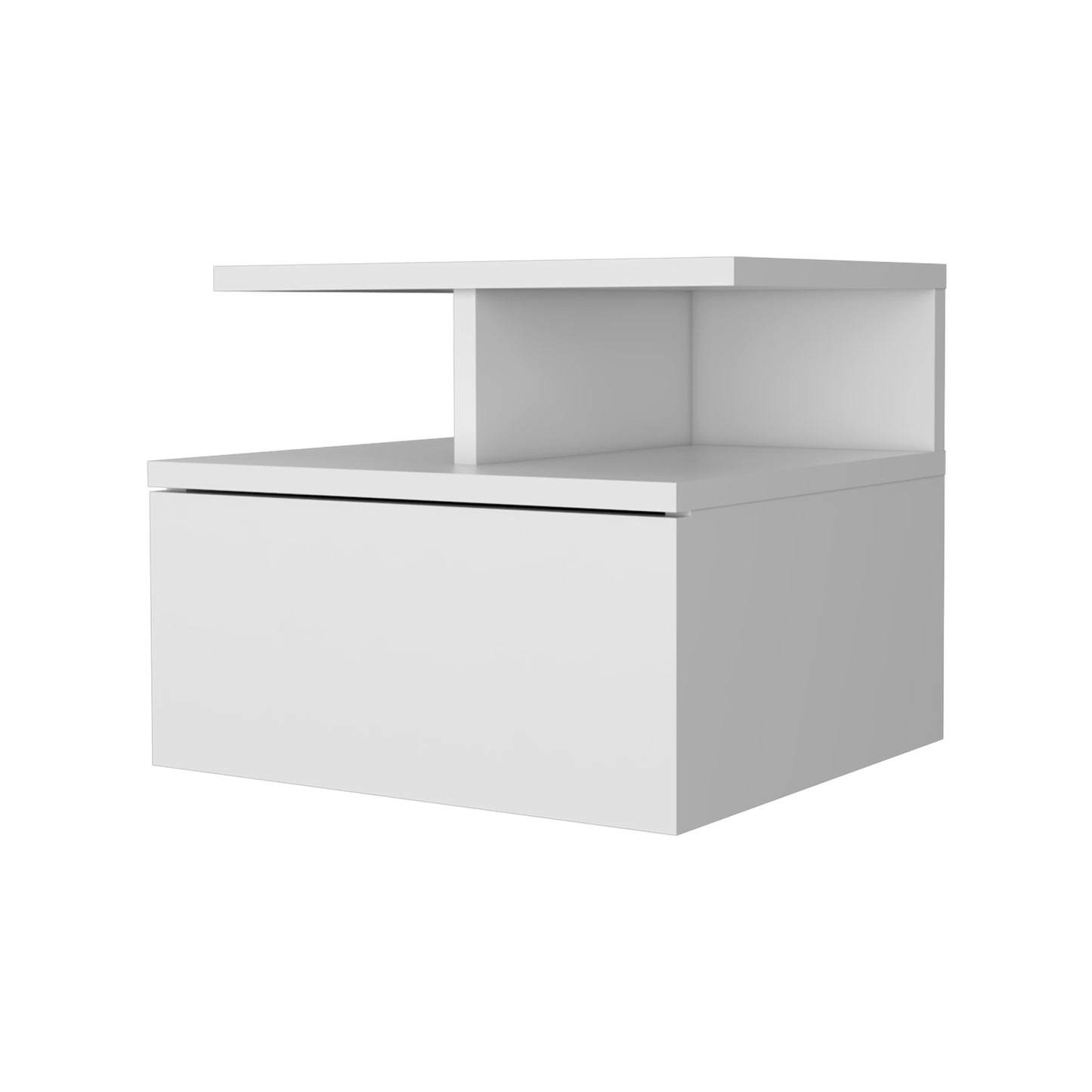 Velador Flotante Un Cajón, FM Furniture 007B, Blanco