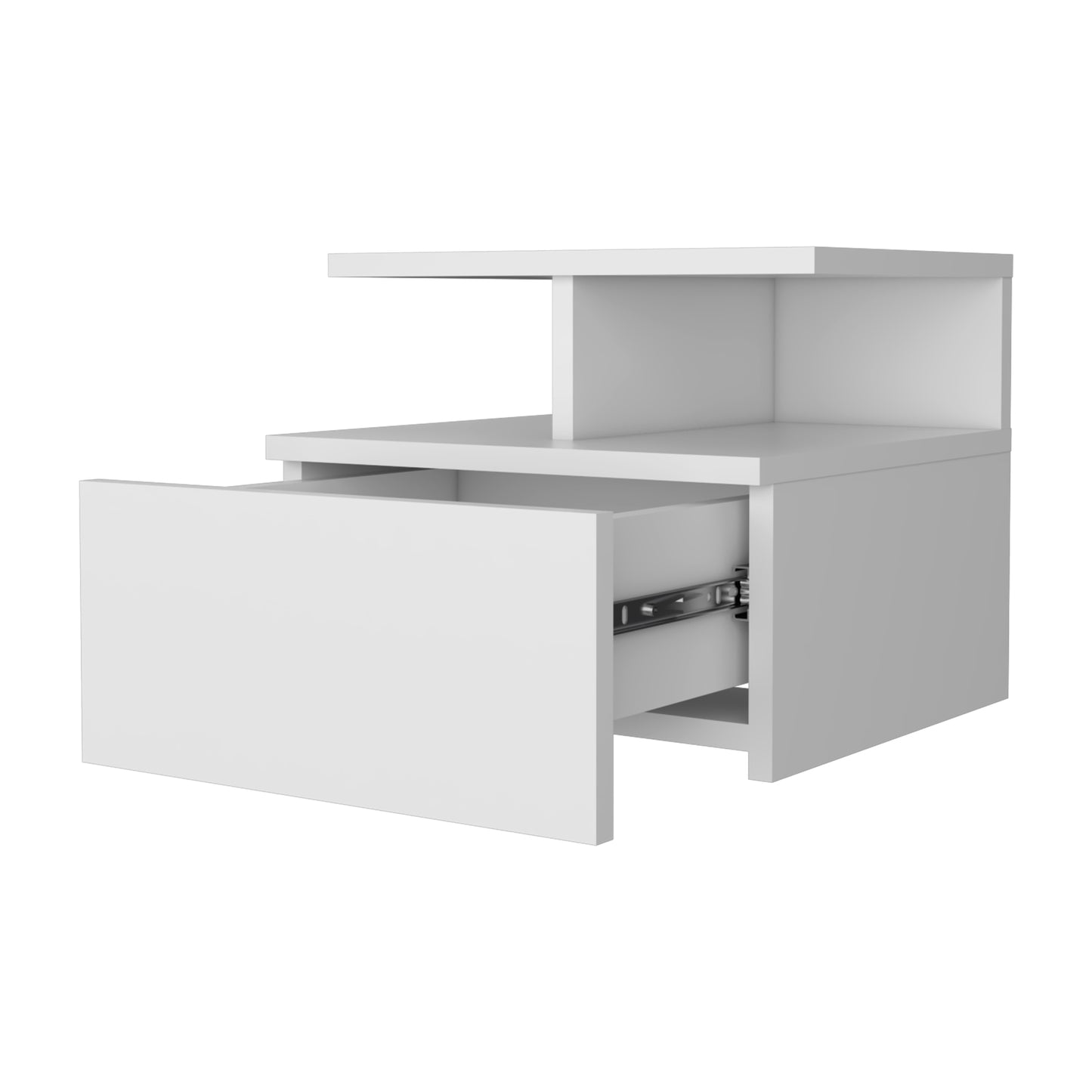 Velador Flotante Un Cajón, FM Furniture 007B, Blanco