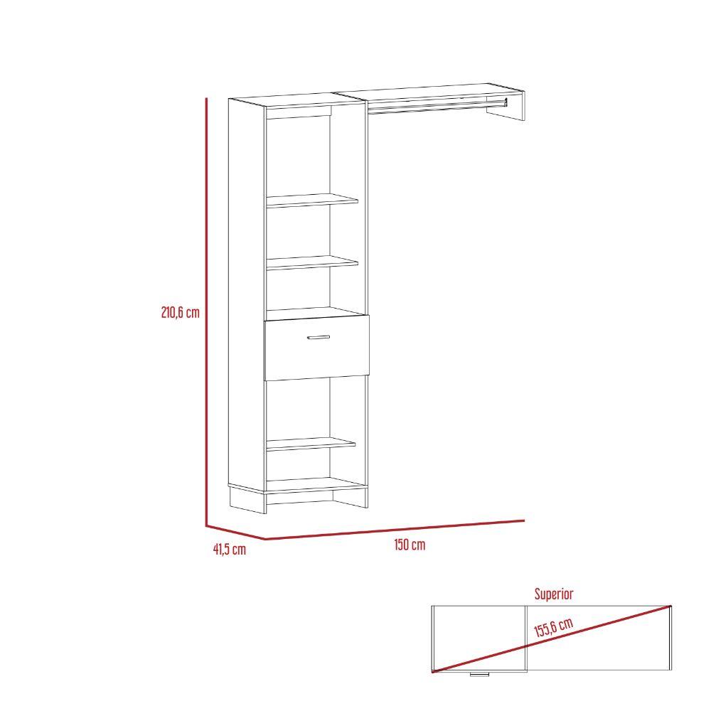 Closet Un Cajón Cinco Repisas, FM Furniture 014B, Blanco