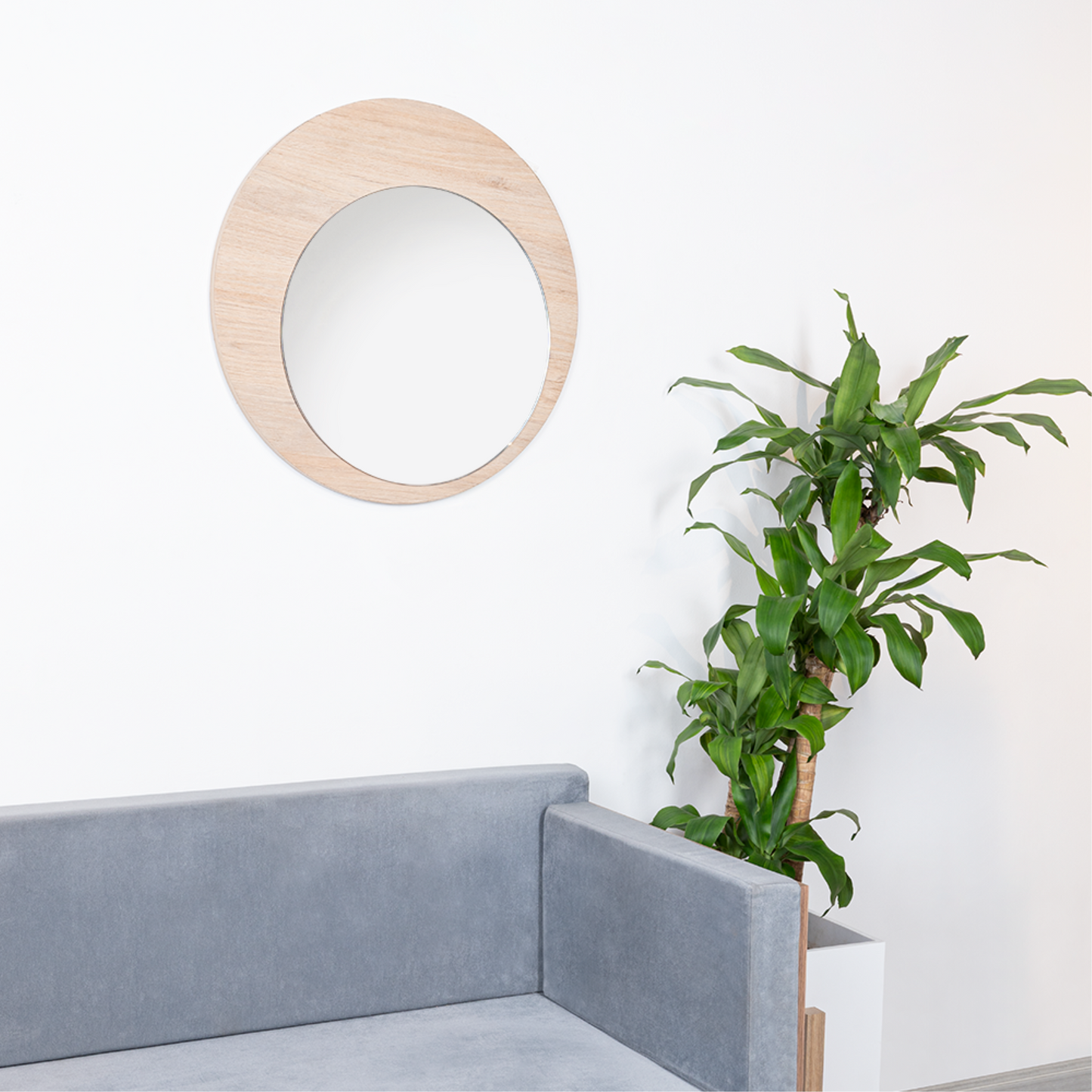 Espejo Ovalado Ary 60, Con Marco Madera