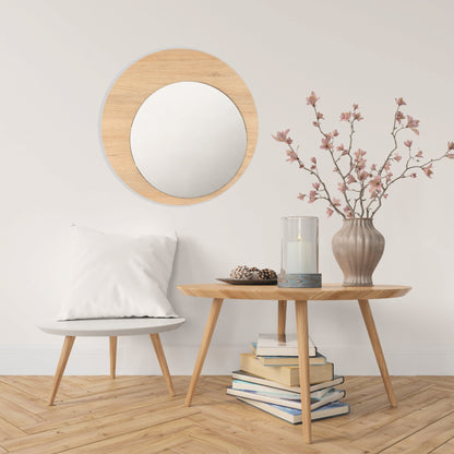 Espejo Ovalado Ary 60, Con Marco Madera