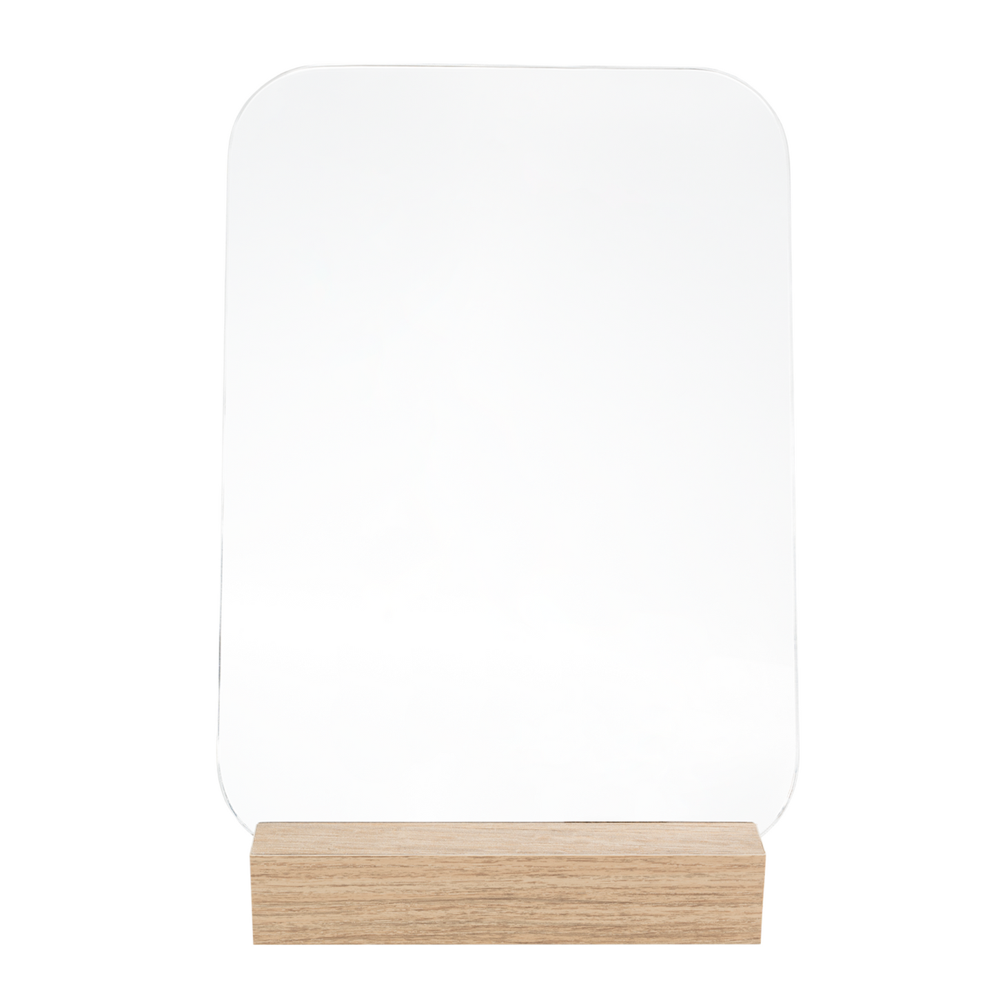 Espejo Bass Recto Borde Redondo, Con Base De Madera