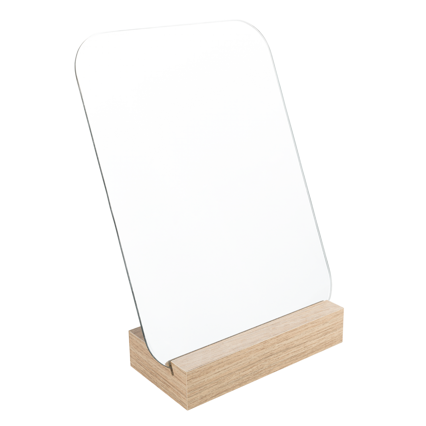 Espejo Bass, con Forma Recto, Borde Redondo, Base Madera