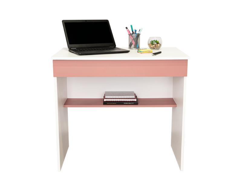 Escritorio Con Un Cajon, Blanco Y Salmon