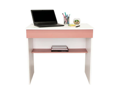 Escritorio Con Un Cajon, Blanco Y Salmon