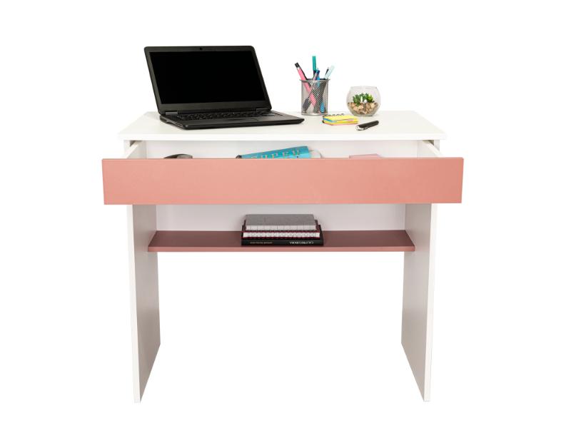 Escritorio Con Un Cajon, Blanco Y Salmon