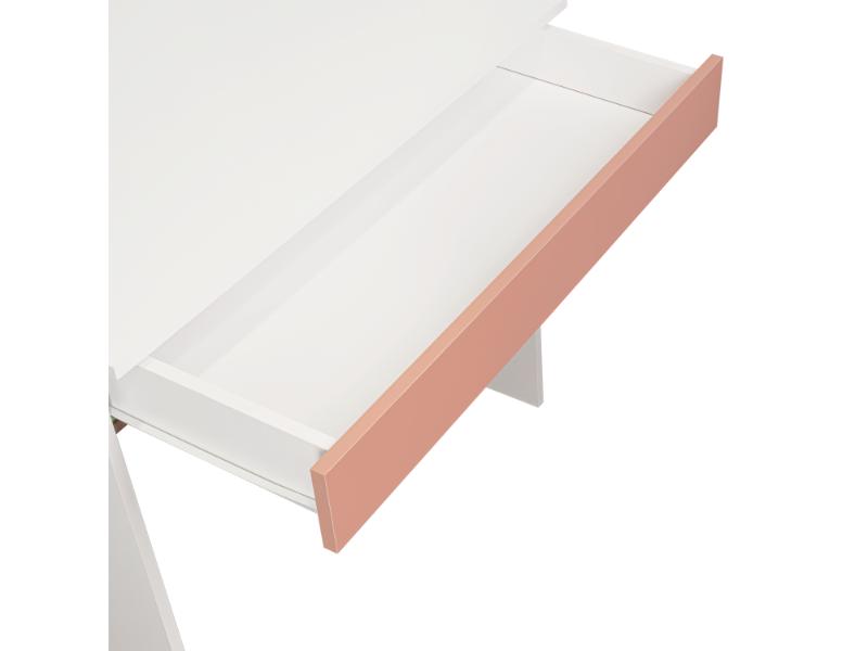Escritorio Con Un Cajon, Blanco Y Salmon