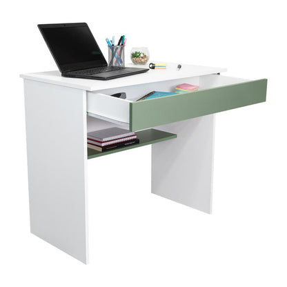 Escritorio, Ohio, Blanco y Agave, con Entrepaños y Cajon