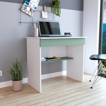 Escritorio, Ohio, Blanco y Agave, con Entrepaños y Cajon