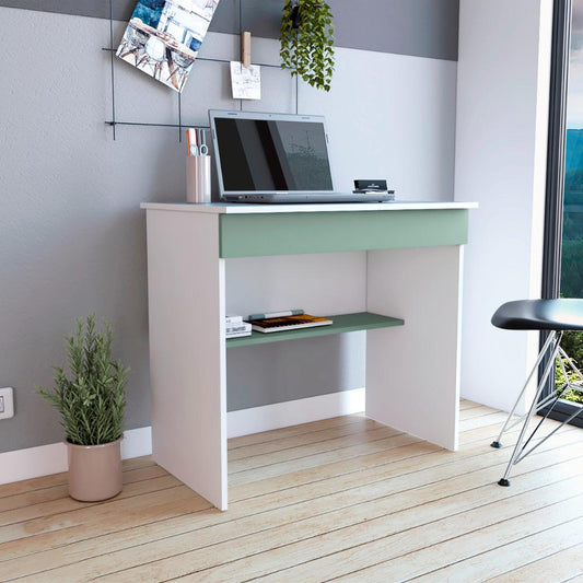 Escritorio, Ohio, Blanco y Agave, con Entrepaños y Cajon