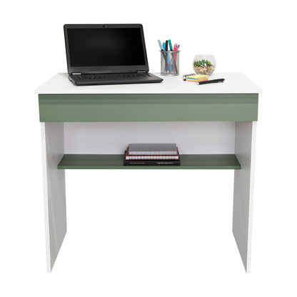 Escritorio, Ohio, Blanco y Agave, con Entrepaños y Cajon