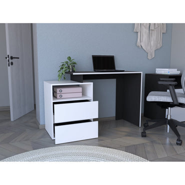 Escritorio Dos Cajones Fm 029N Negro Y Blanco