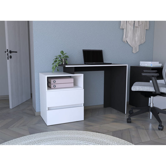 Escritorio Dos Cajones Fm 029N Negro Y Blanco