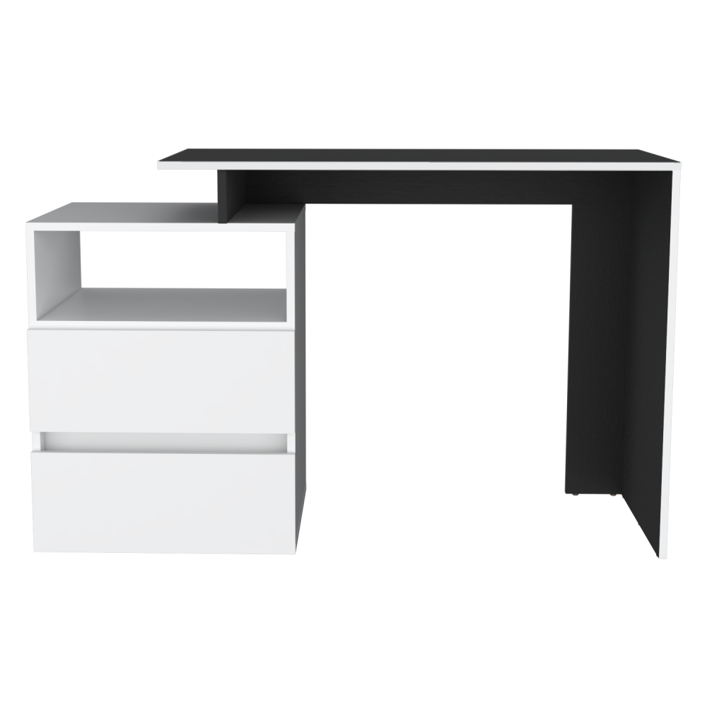 Escritorio Dos Cajones Fm 029N Negro Y Blanco