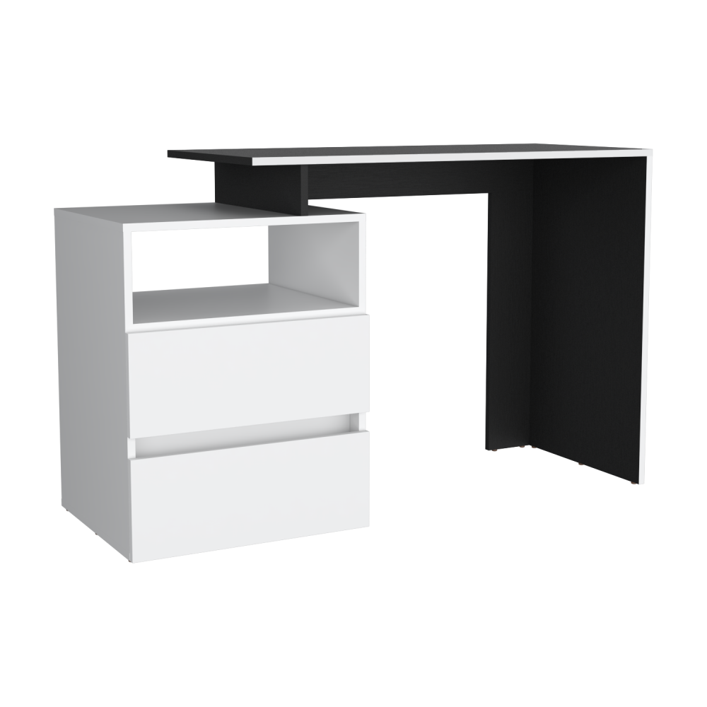 Escritorio Dos Cajones Fm 029N Negro Y Blanco