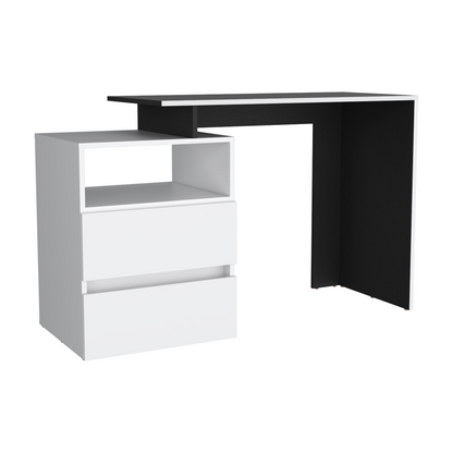 Escritorio Dos Cajones Fm 029N Negro Y Blanco