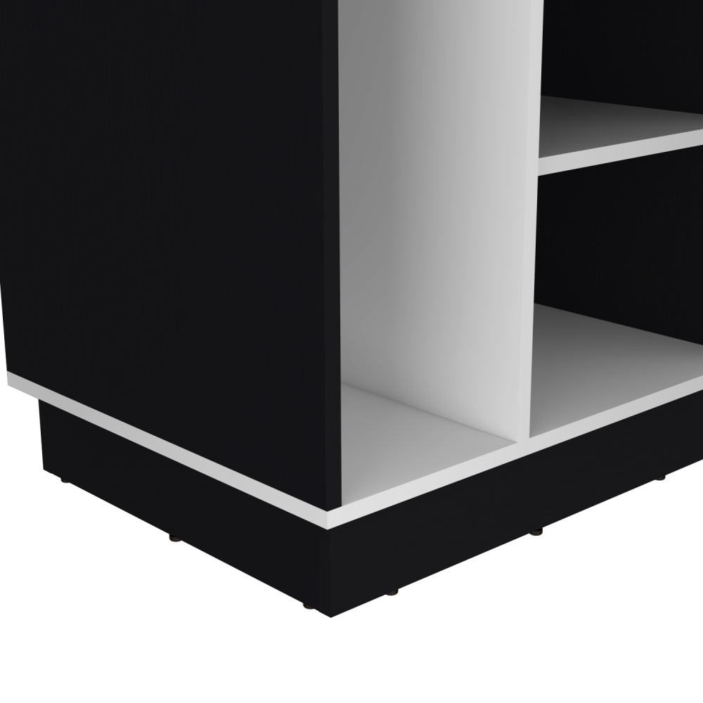 Escritorio En L Con Estantes Fm 028N Negro Y Blanco