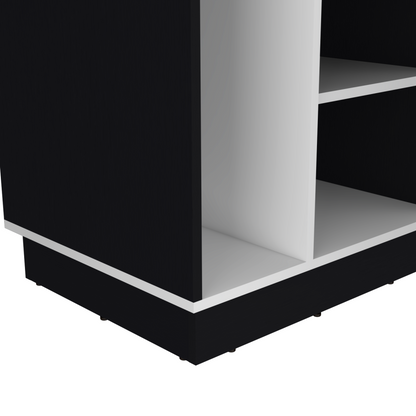 Escritorio En L Con Estantes Fm 028N Negro Y Blanco