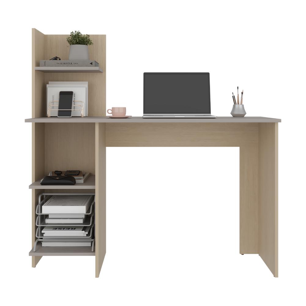 Escritorio Recto Con Biblioteca Office W 120, Cartagena y Ceniza