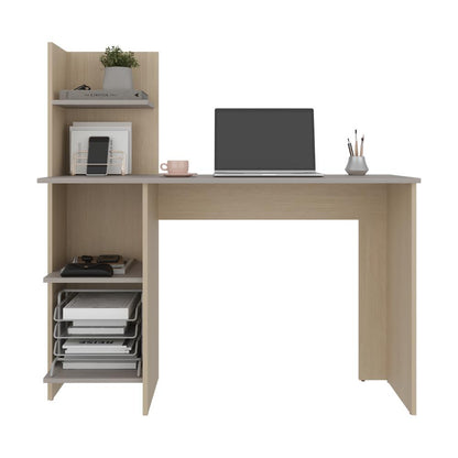 Escritorio Recto Con Biblioteca Office W 120, Cartagena y Ceniza