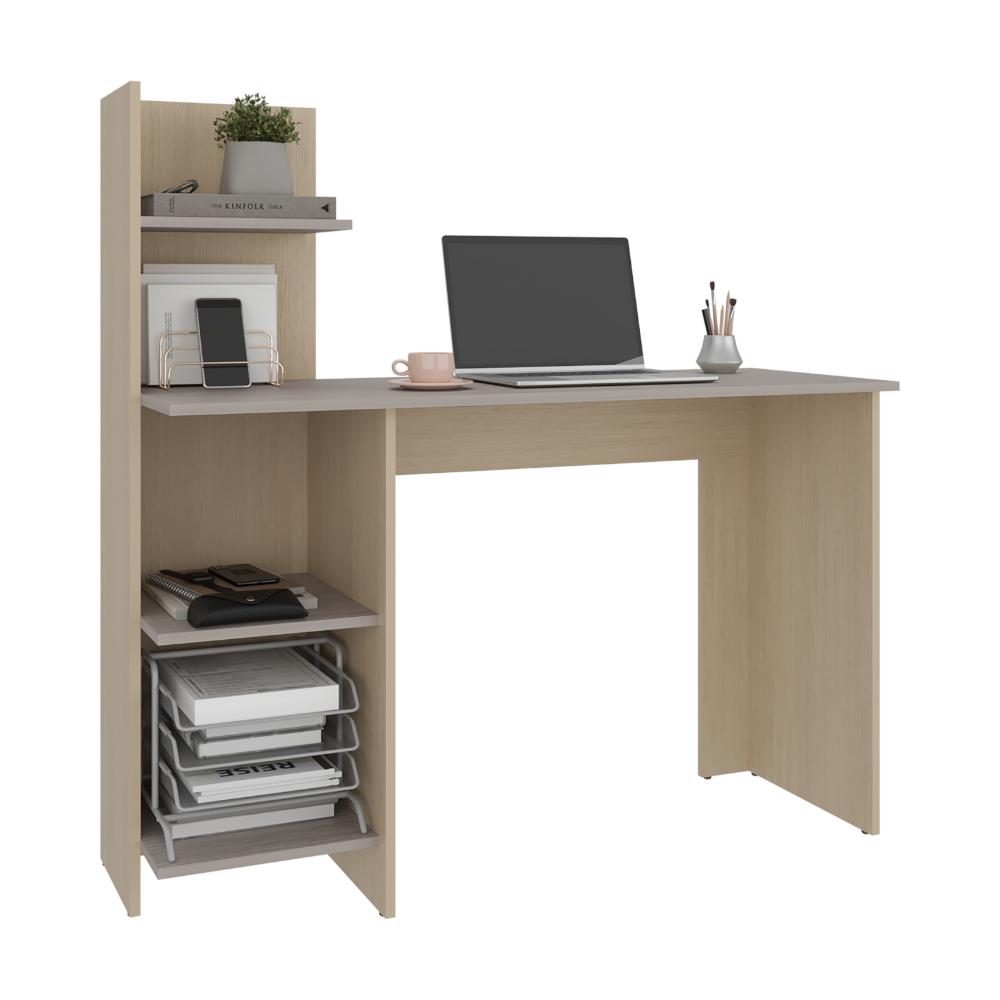 Escritorio Recto Con Biblioteca Office W 120, Cartagena y Ceniza