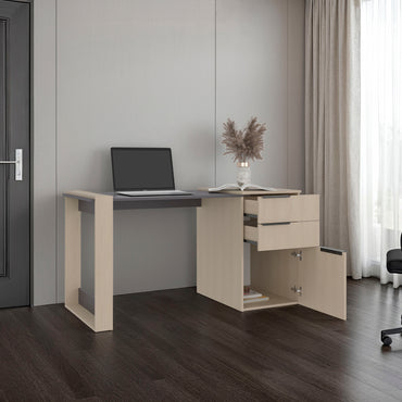 Escritorio Recto Dos Cajones - Una Puerta Office W-142 , Cartagena Y Plomo