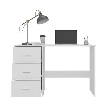 Escritorio Eco, Blanco Duqueza, con Tres Cajoneras Manijas Metálicas y Amplio Espacio de Almacenamiento
