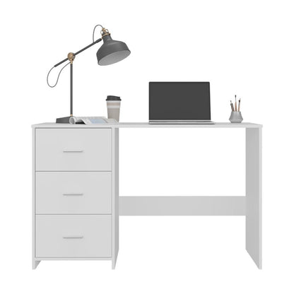 Escritorio Eco, Blanco Duqueza, con Tres Cajoneras Manijas Metálicas y Amplio Espacio de Almacenamiento