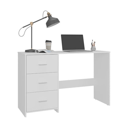 Escritorio Eco, Blanco Duqueza, con Tres Cajoneras Manijas Metálicas y Amplio Espacio de Almacenamiento