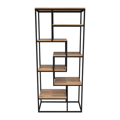 Estantería showy, Macadamia y Negro, Con entrepaños y Diseño Moderno