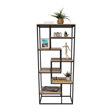 Estantería showy, Macadamia y Negro, Con entrepaños y Diseño Moderno