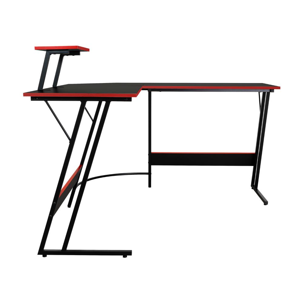 Escritorio Gamer en L, Negro y Rojo, cuenta con espacio para mas de una pantalla