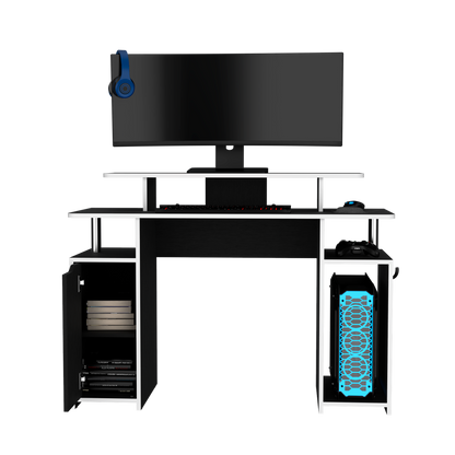 Escritorio Gamer Una Puerta Fm 070N Negro Y Blanco