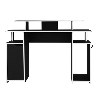 Escritorio Gamer Una Puerta Fm 070N Negro Y Blanco