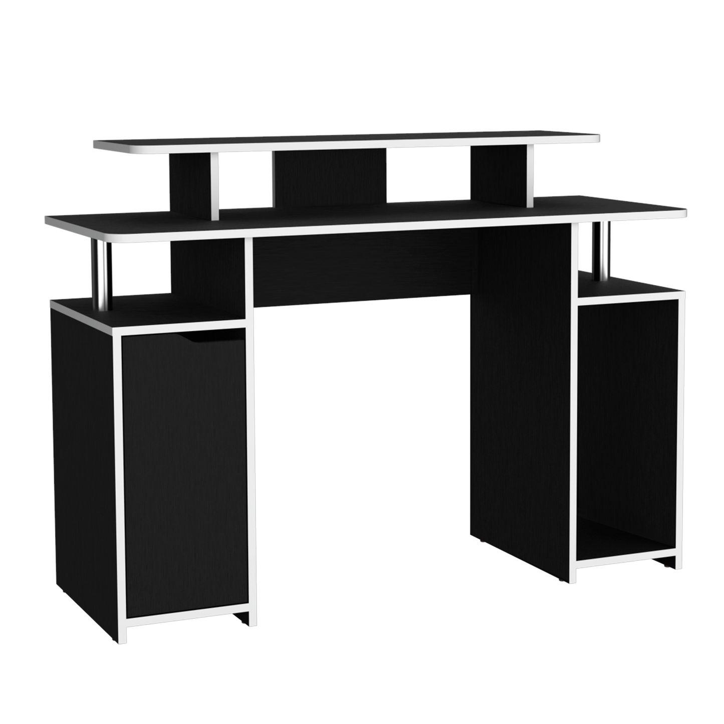 Escritorio Gamer Una Puerta Fm 070N Negro Y Blanco