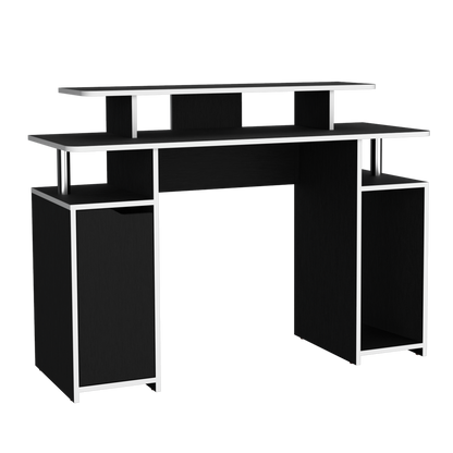 Escritorio Gamer Una Puerta Fm 070N Negro Y Blanco