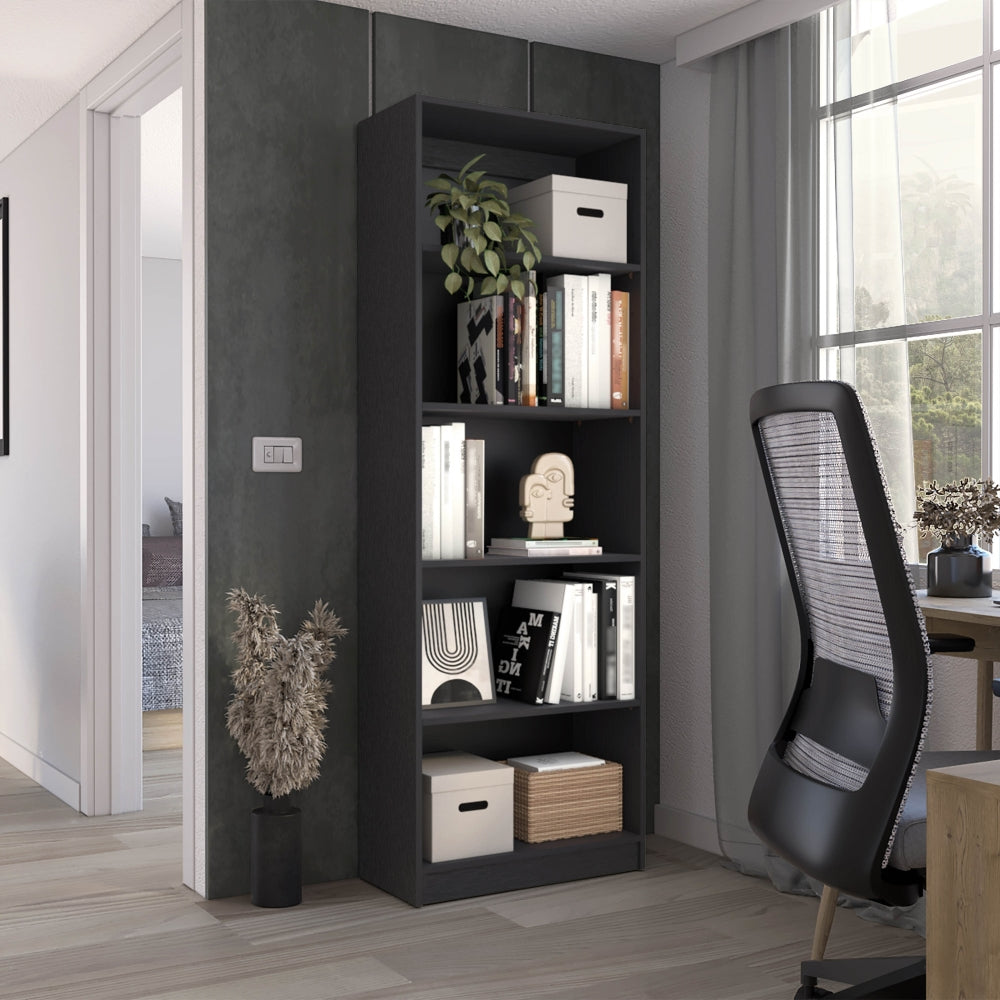 Biblioteca Estante 19, Con Cinco Repisas Melamina, FM Furniture Negro