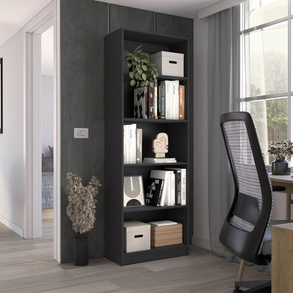 Biblioteca Estante 19, Con Cinco Repisas Melamina, FM Furniture Negro