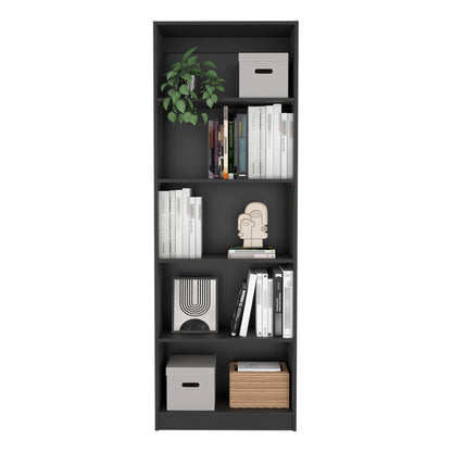 Biblioteca Estante 19, Con Cinco Repisas Melamina, FM Furniture Negro