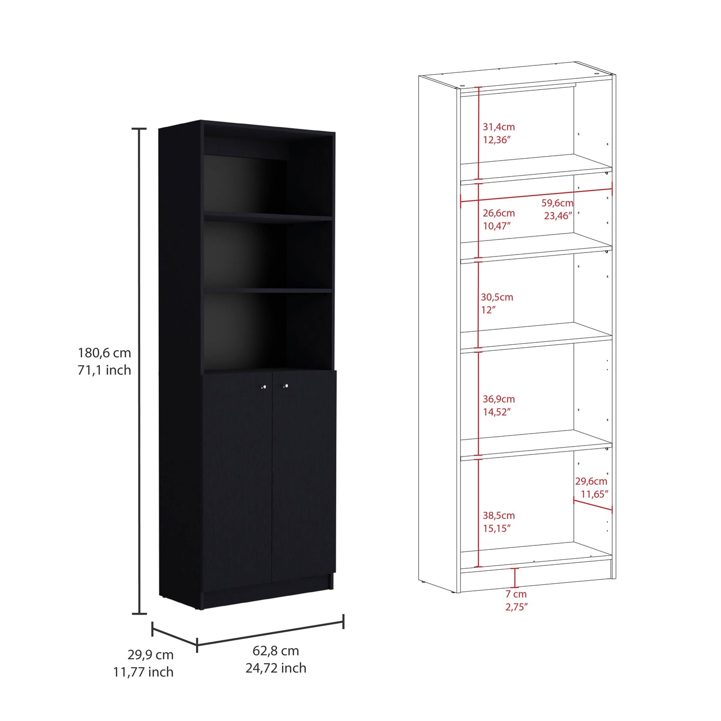 Estante E4Home, Wengue, con dos puertas batientes