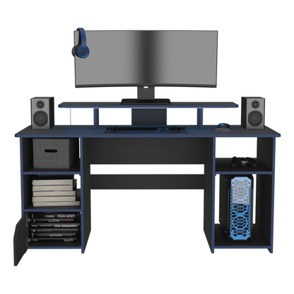 Escritorio Gamer Un Puerta Fm 045A Negro Y Azul